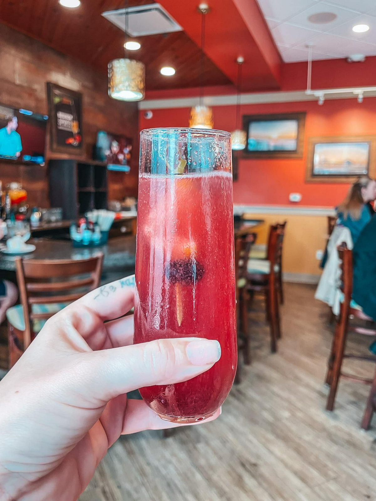 Blueberry lemon mimosa from Another Broken Egg breakfast in Clearwater Beach