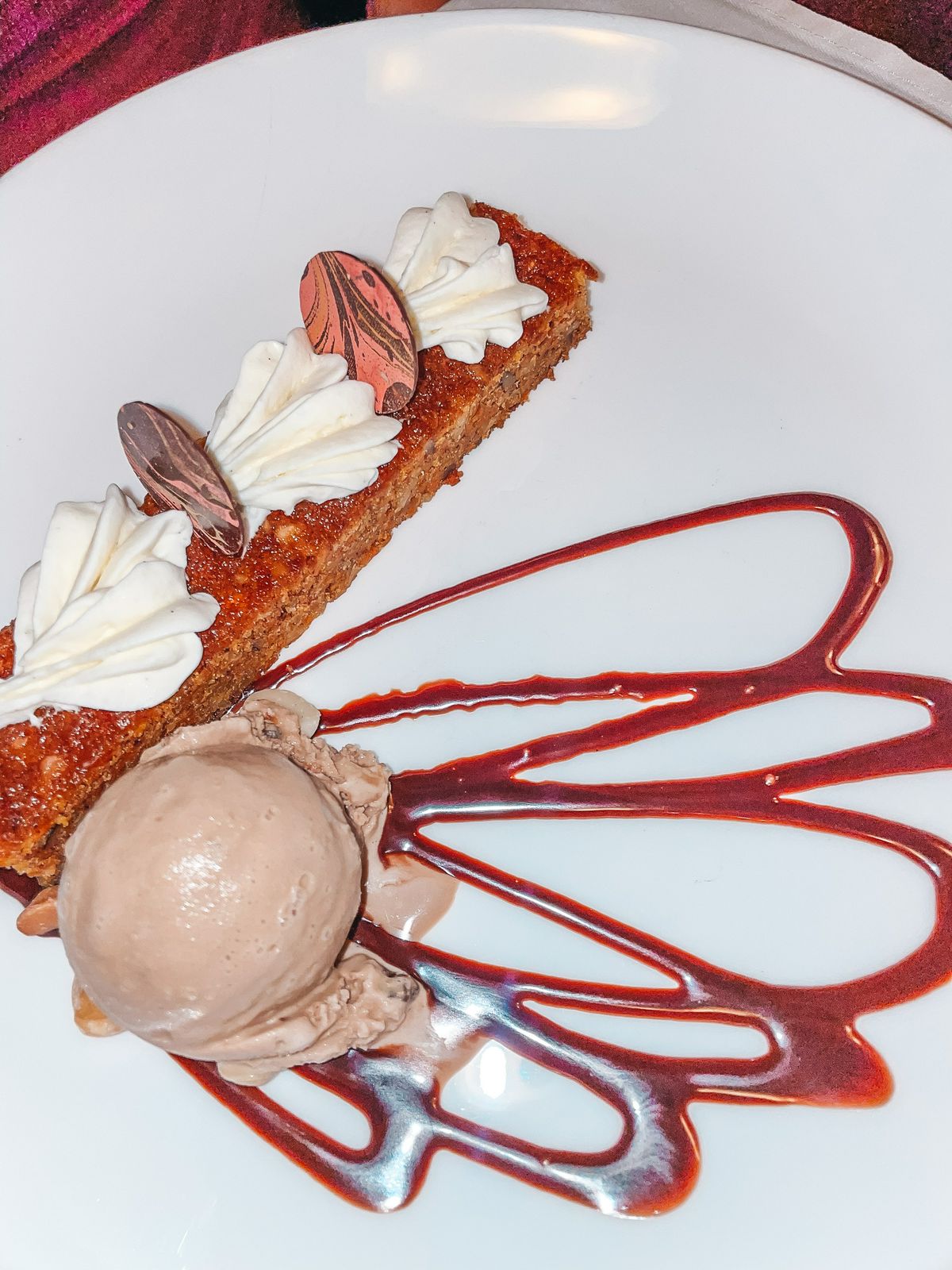 Carrot cake dessert from Berns Steakhouse Dessert Room in Tampa