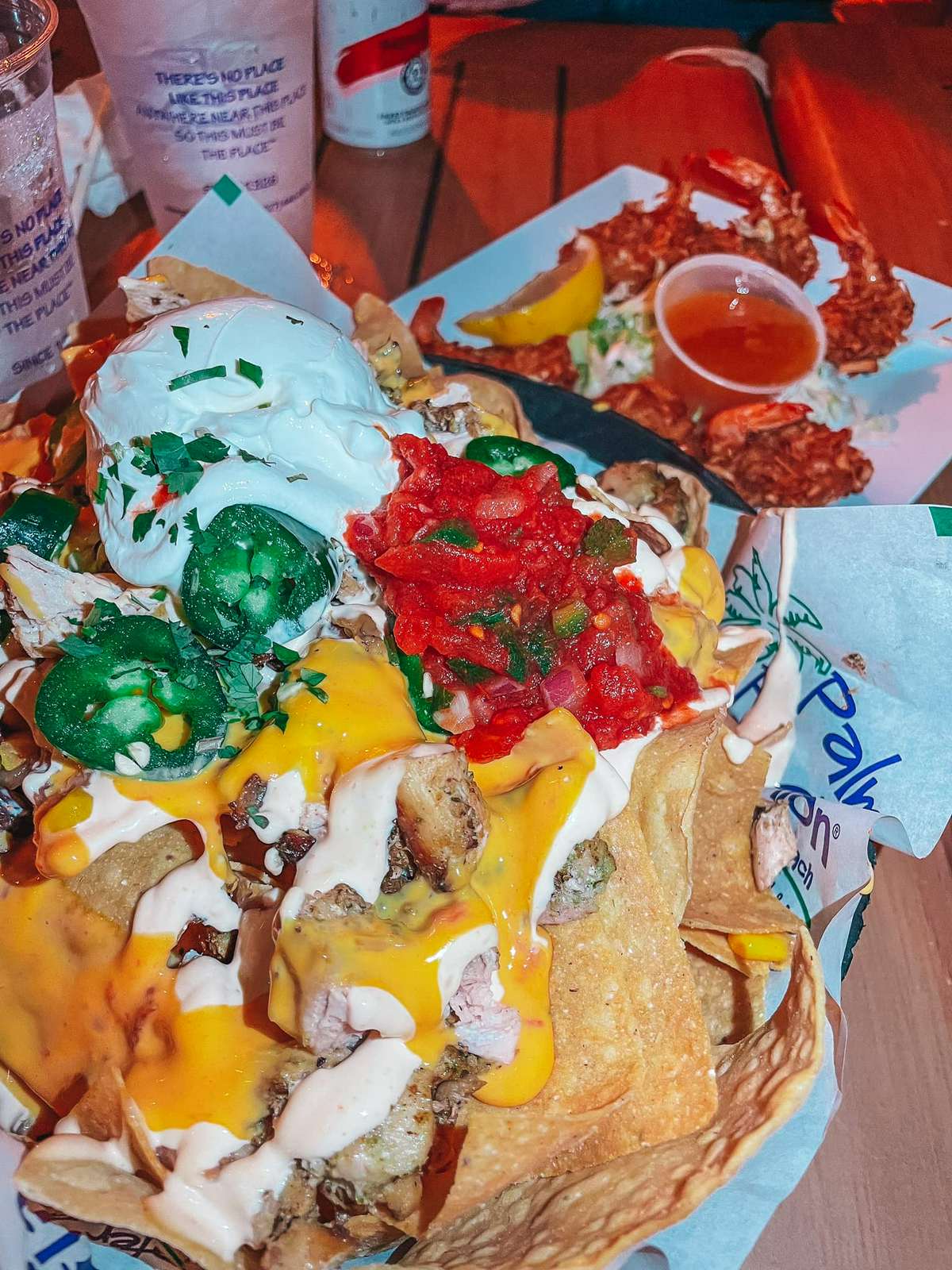 Nachos and coconut shrimp from Palm Pavilion restaurant in Clearwater Beach