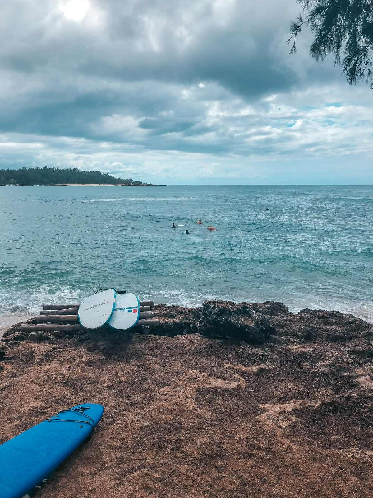 Heading out into the water to get surf lessons on North Shore