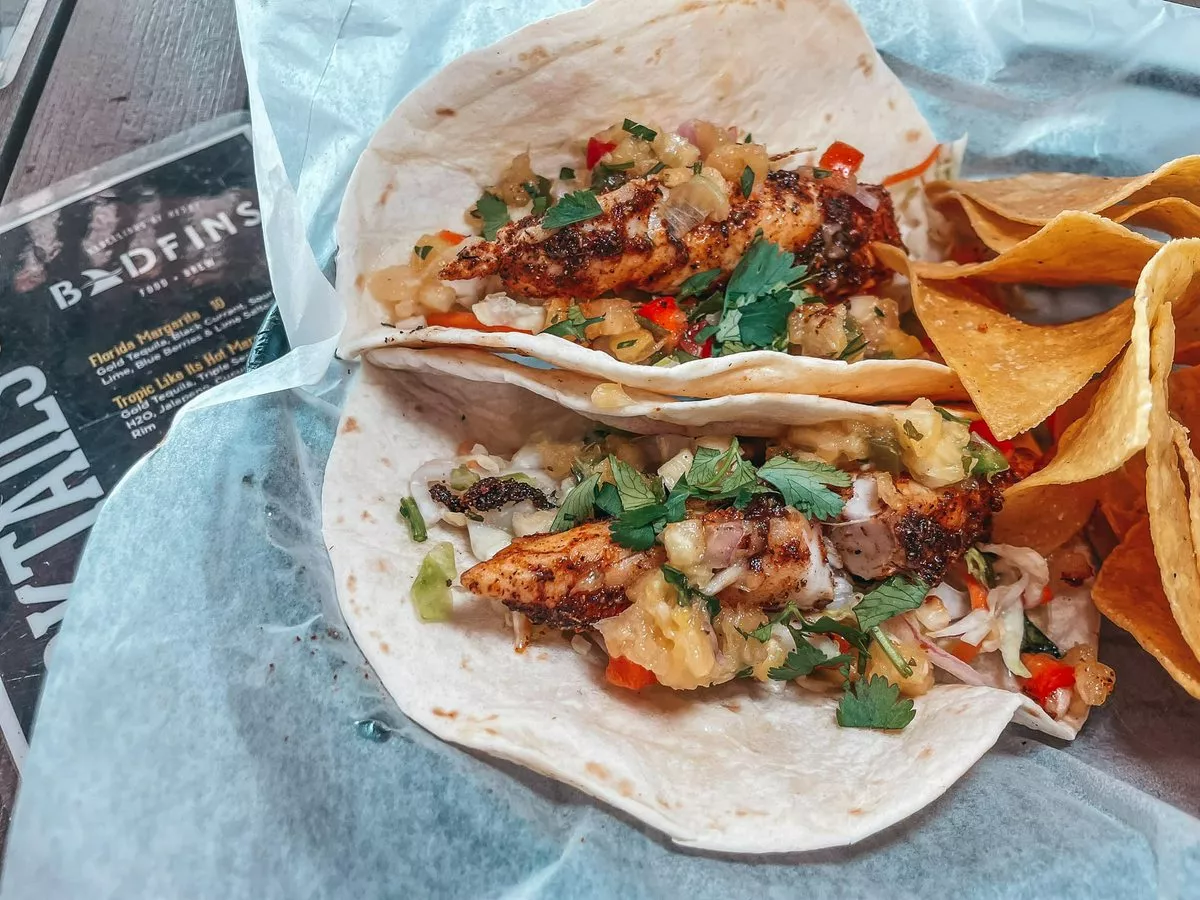 Snapper tacos from Bad Fins Clearwater Beach