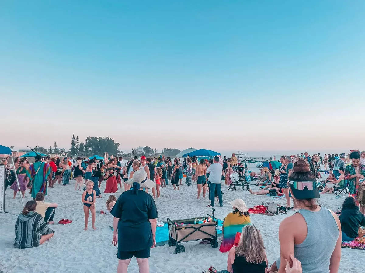 drum circle, one of the best things to do in st pete beach at sunset