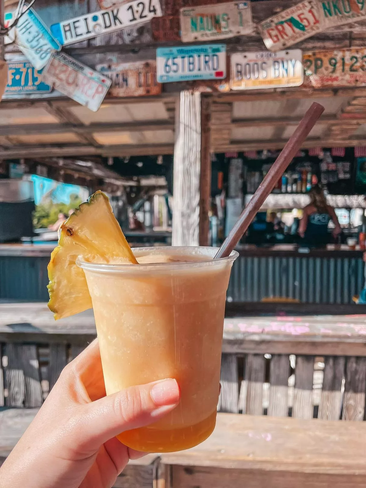 Mango pina colada from PCI beach bar on St. Pete Beach