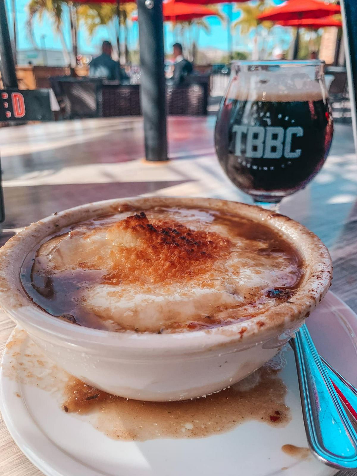 French onion soup from Tampa Bay Brewing Company in Westchase