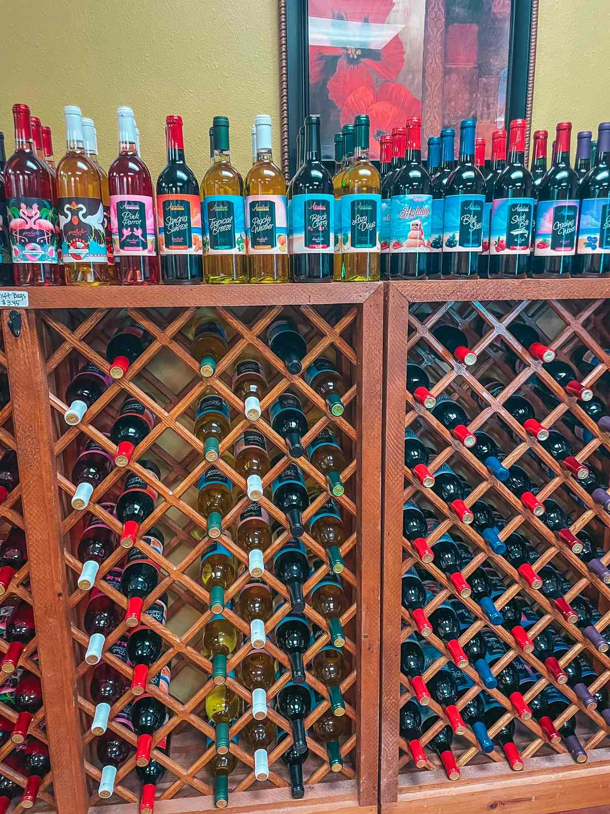 Wine bottles from Aspirations Winery in Clearwater, one of the best wineries in Tampa Bay