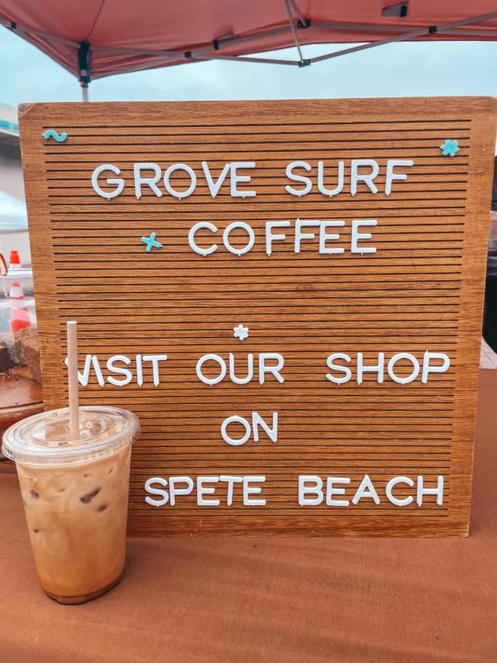 Iced oat milk latte from Grove Surf and Coffee at the Corey Avenue Market in St. Pete Beach