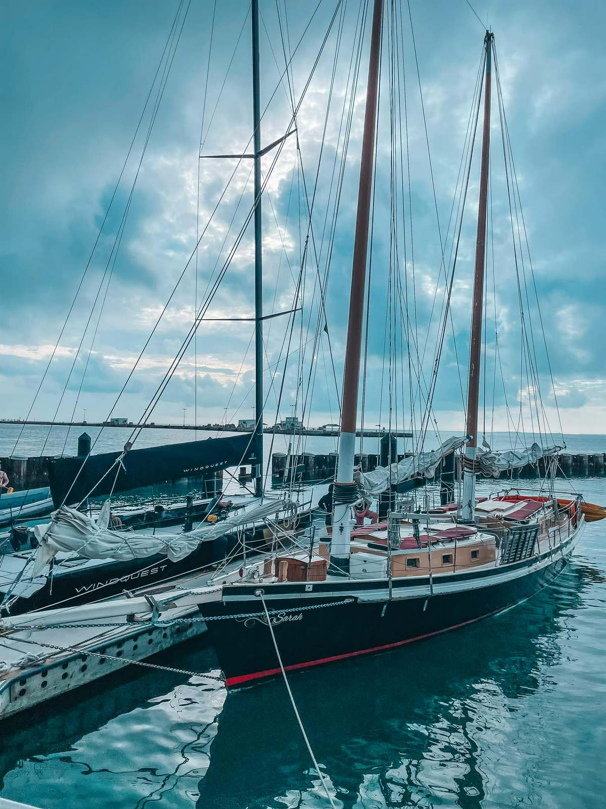 Danger Charters sail boat at sunset in Key West