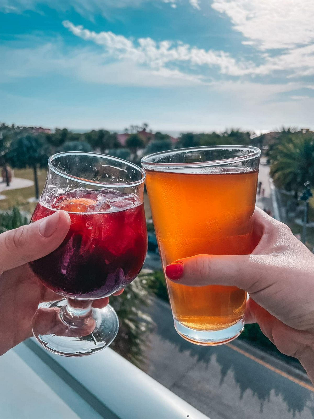 Cheersing at 3 Daughters Brewing tasting room in Clearwater Beach