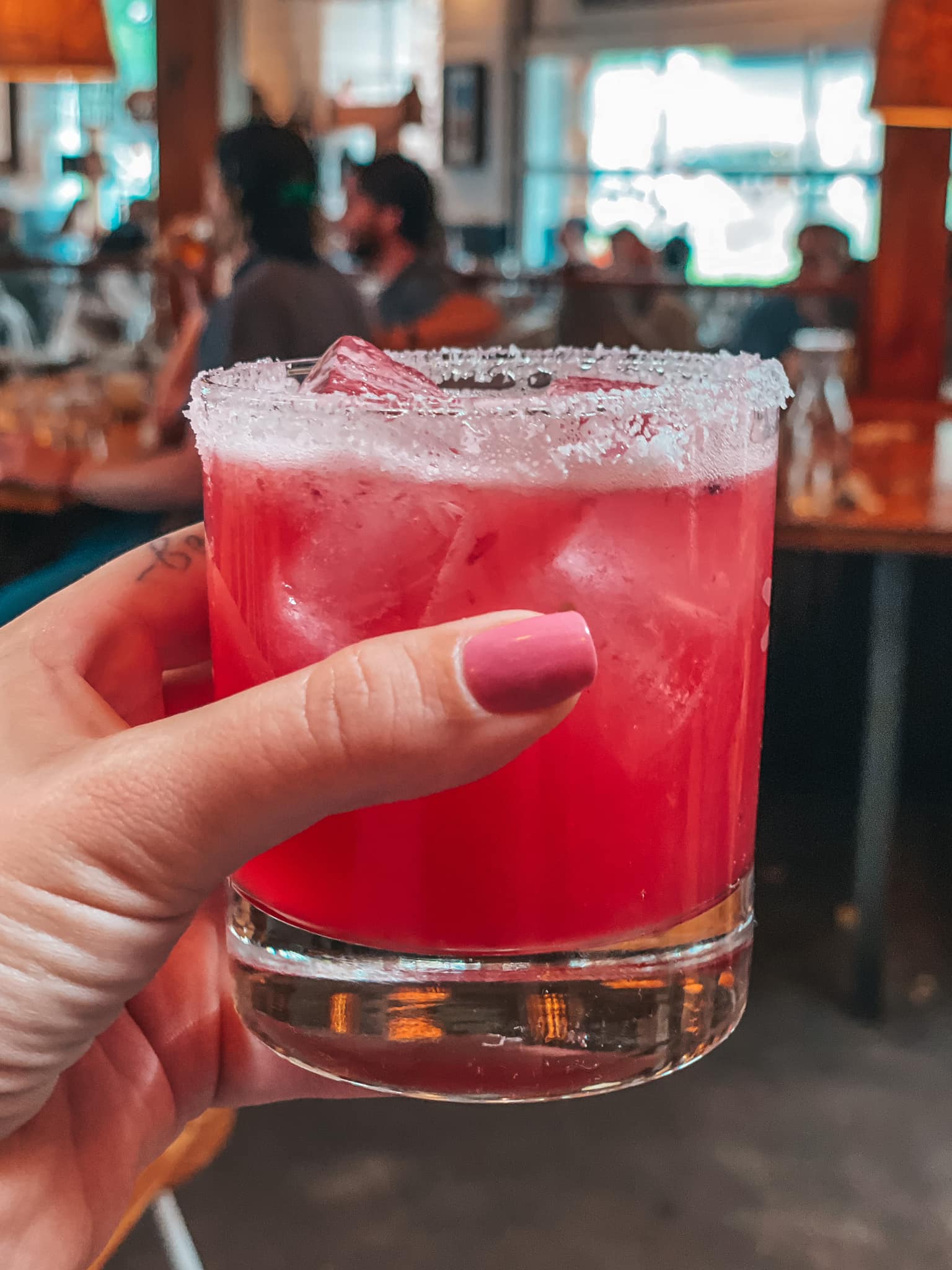 Pink mezcal cocktail from bartaco in Hyde Park Tampa