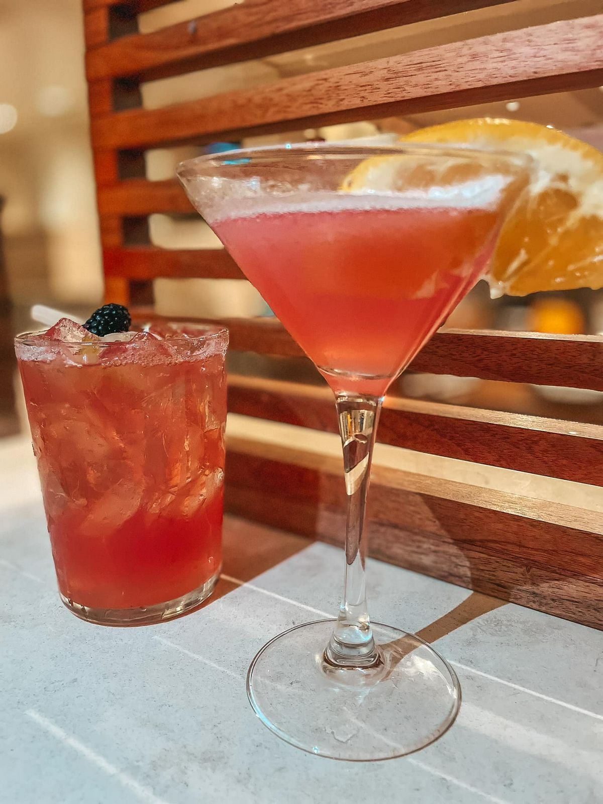 Cocktails from Oystercatchers, one of the best Tampa restaurants on the water