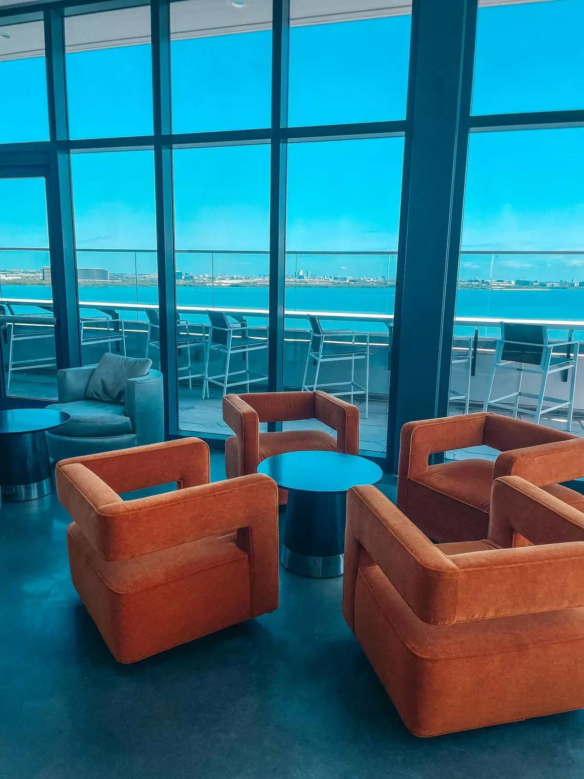 Indoor area of Rox Rooftop Bar with 360-degree views of Tampa Bay