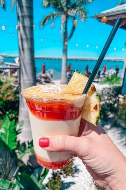 Guava pina colada from Salt Shack on the Bay, best Tampa restaurants on the water