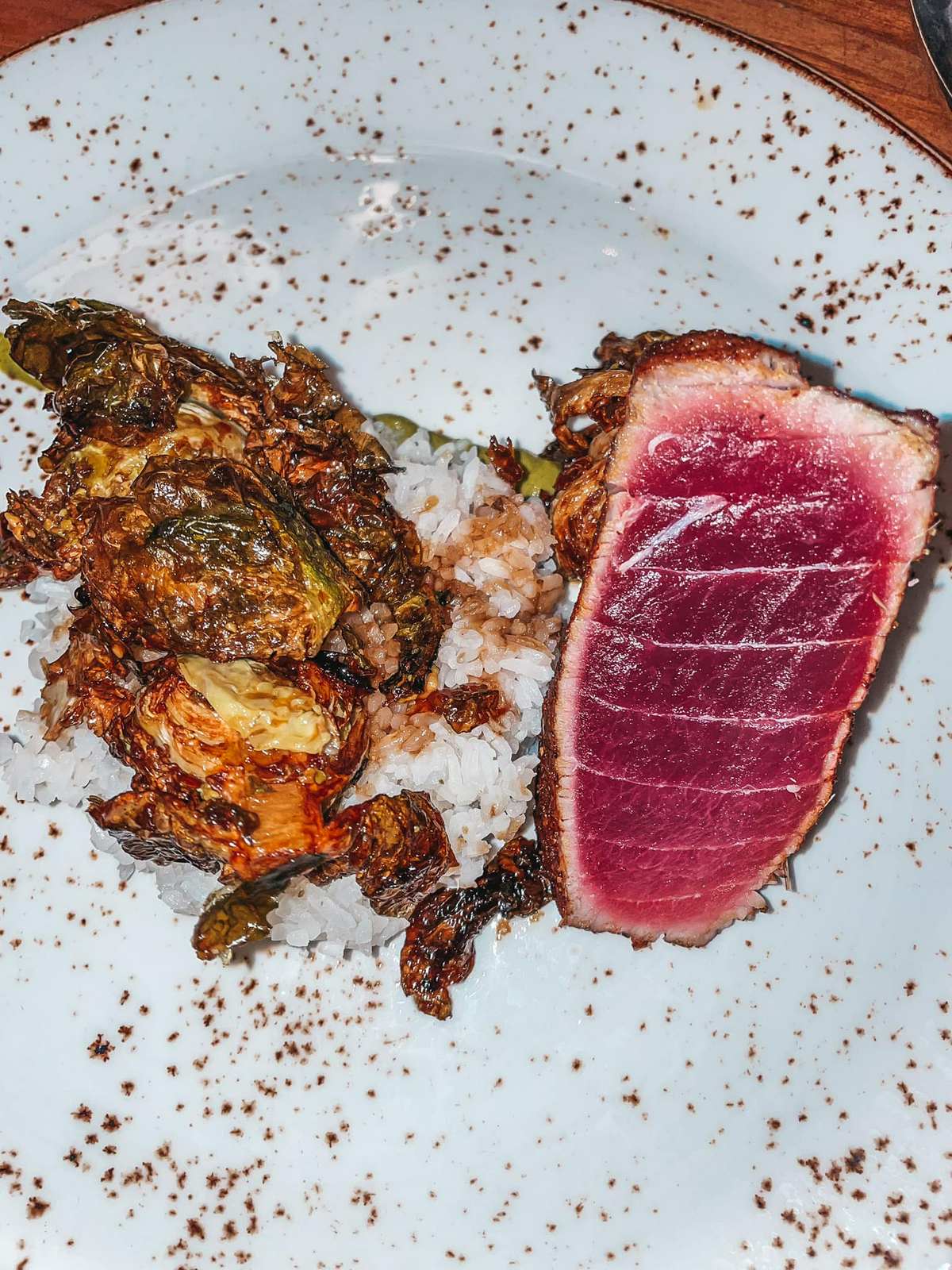 tuna and brussels sprouts from Oystercatchers in Tampa