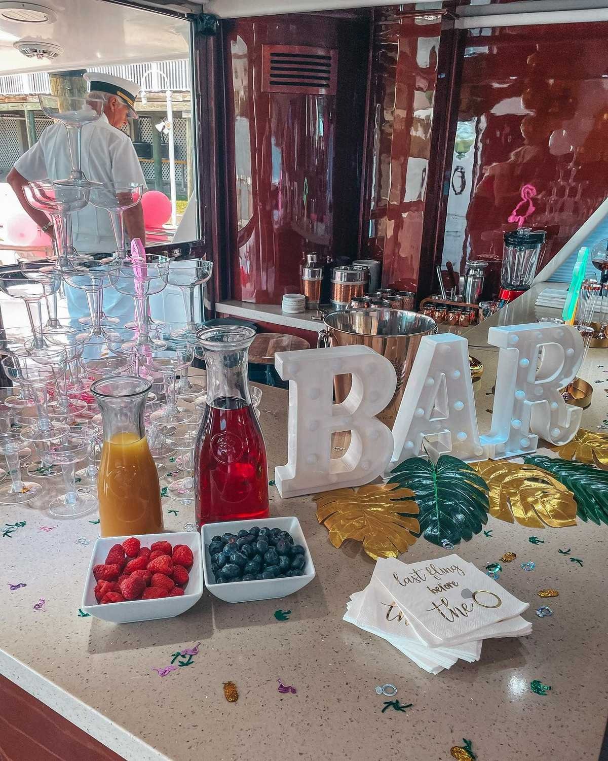 bar area on a yacht in clearwater beach