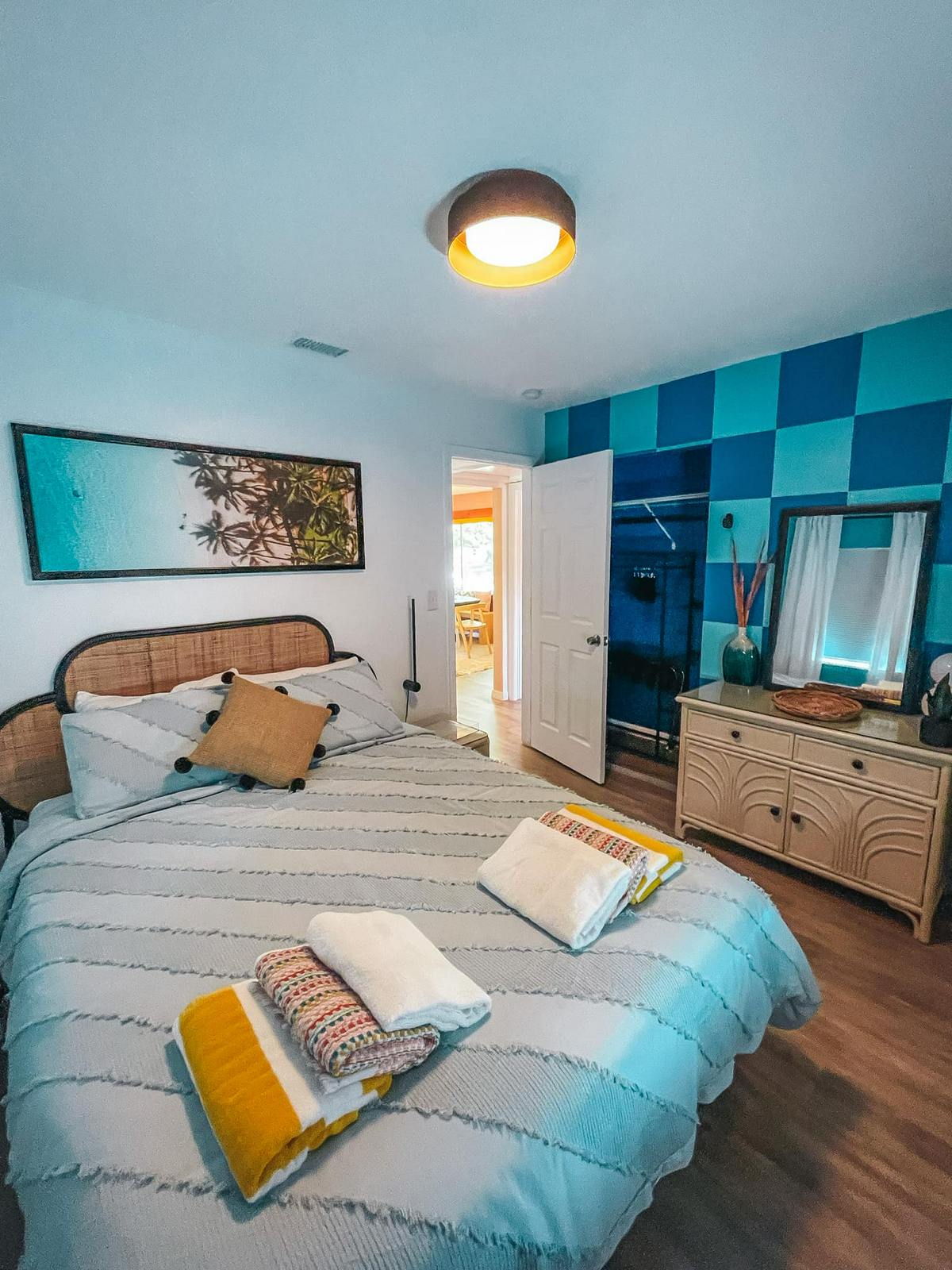colorful downtown st pete air bnb bedroom