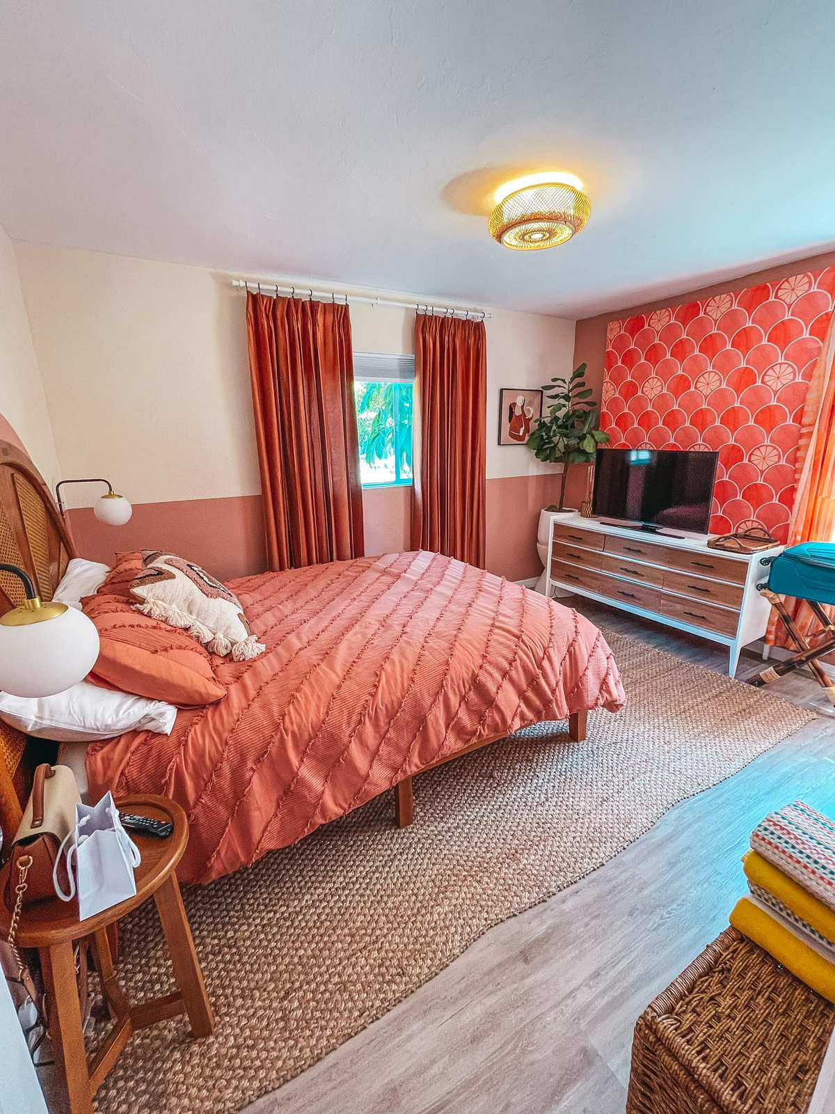 colorful bedroom at an airbnb in downtown st pete