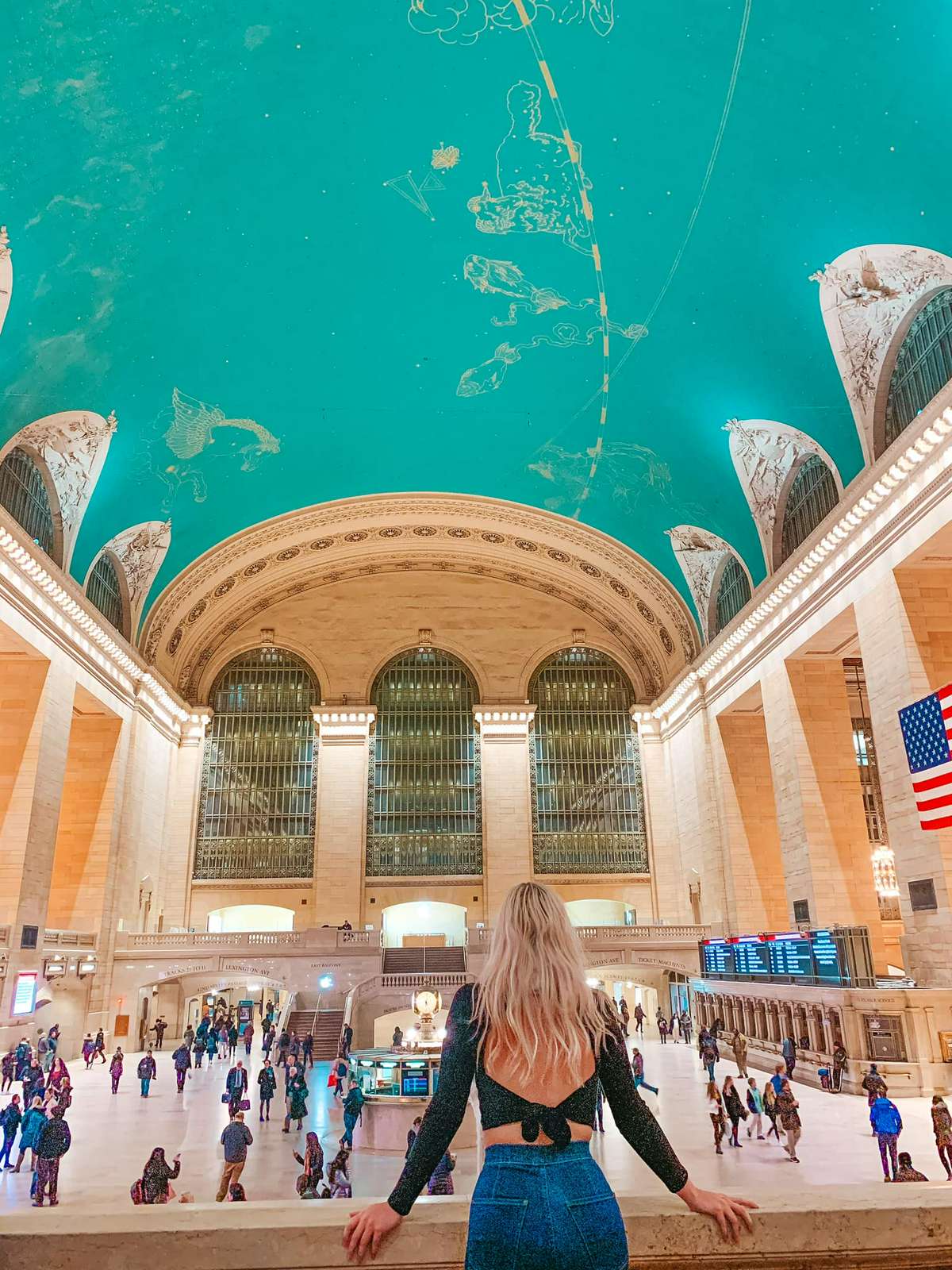 Beautiful ceiling view of Grand Central Station in NYC