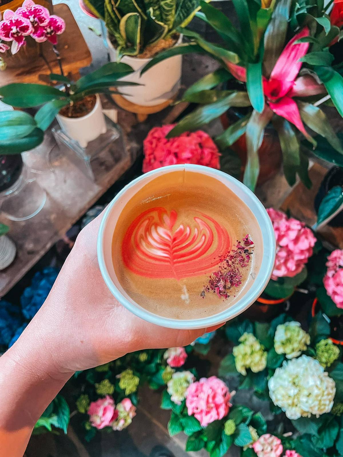 Rose latte from Remi43 Coffee shop in New York City