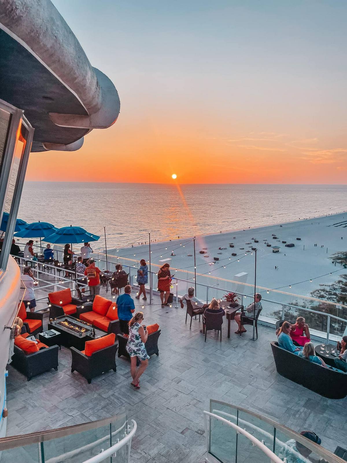 Spinners Rooftop bar at sunset in St. Pete Beach