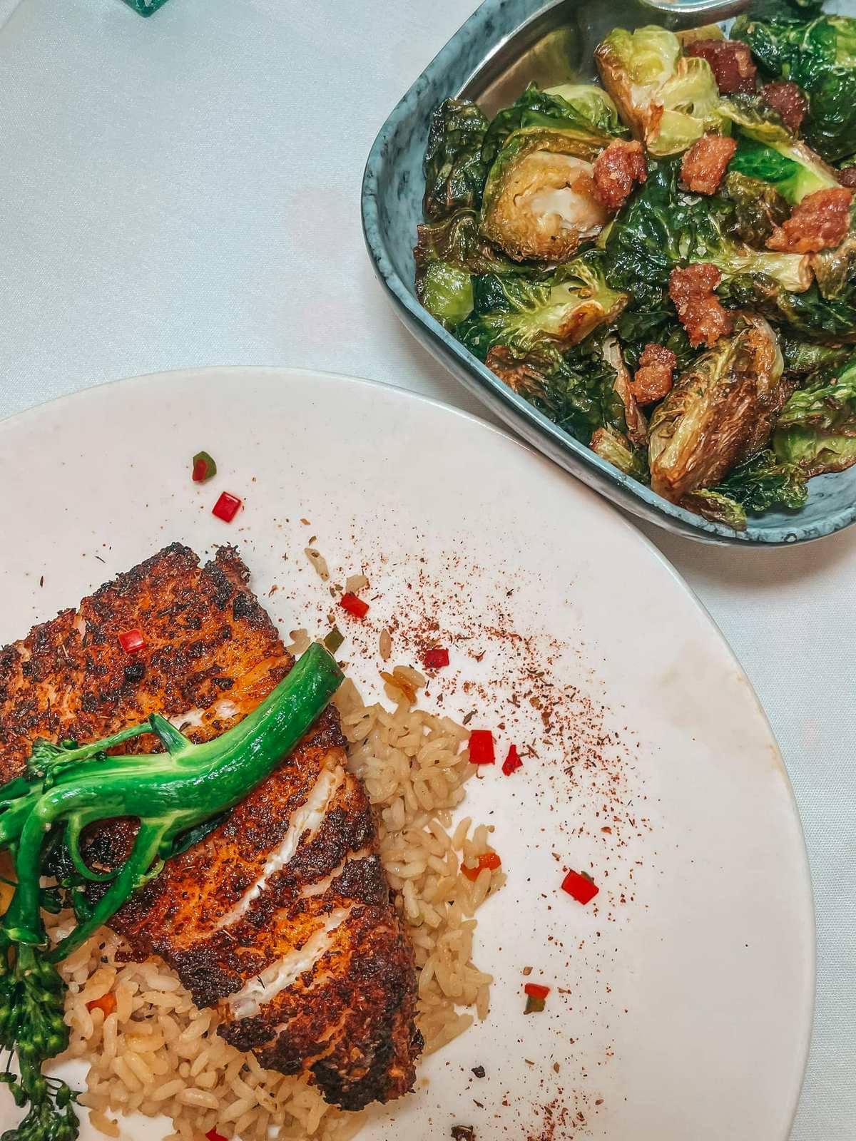 Snapper and brussels sprouts at Spinners in St Pete Beach