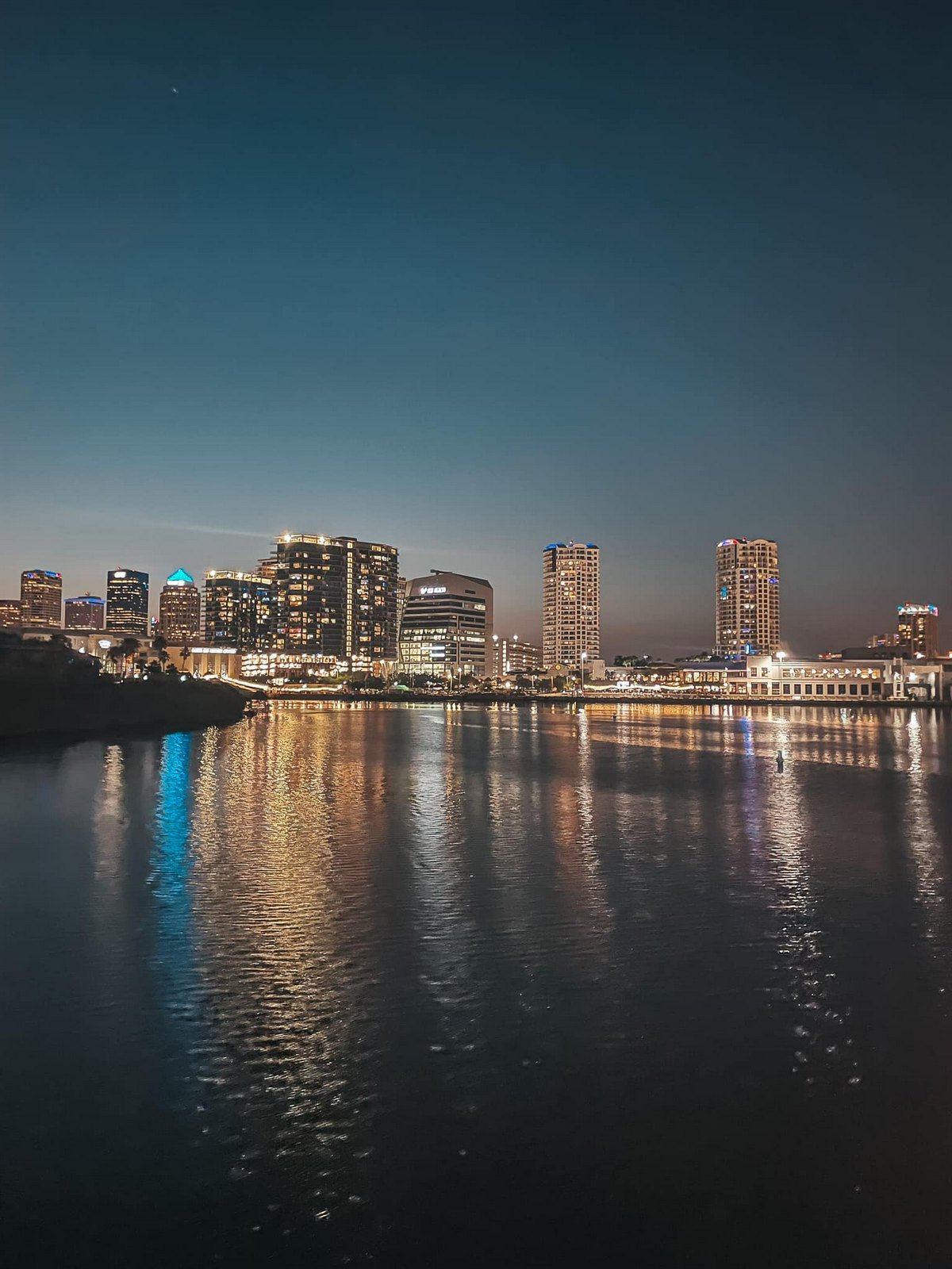 Tampa skyline at night from Yacht Starship