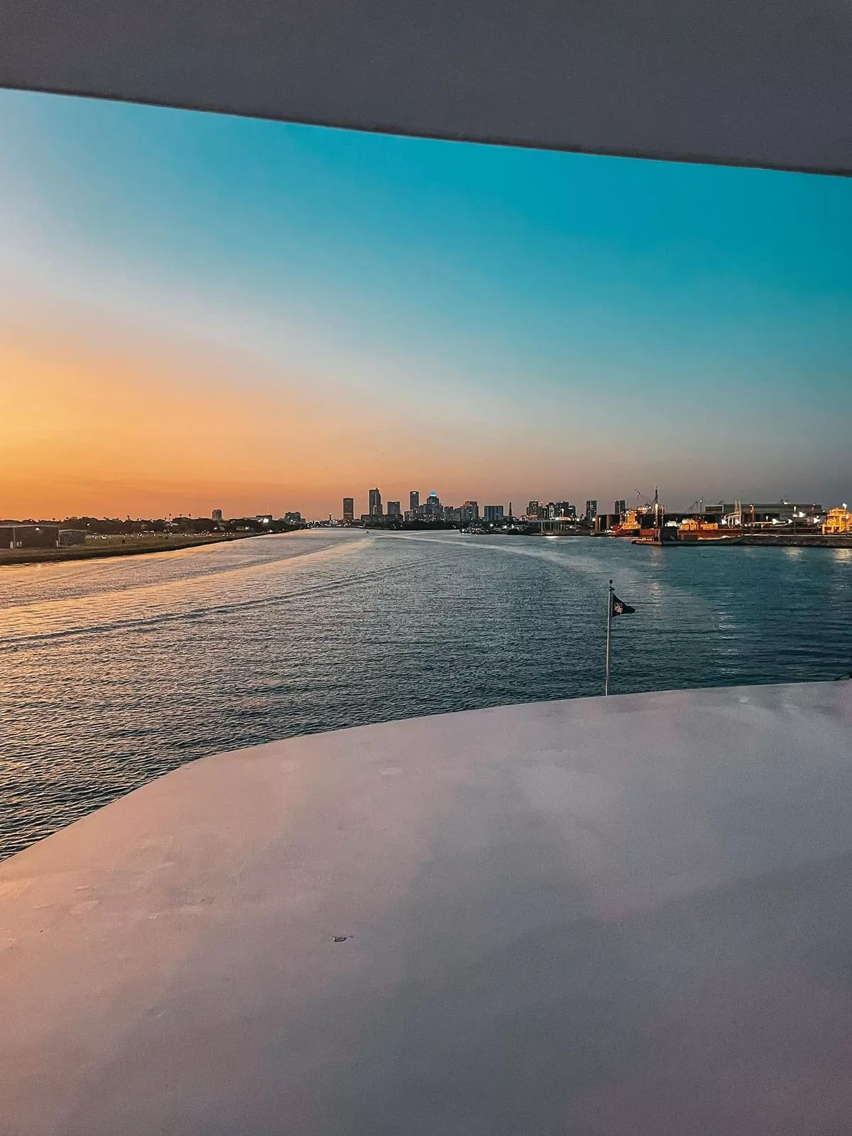 Tampa skyline at sunset from Yacht Starship