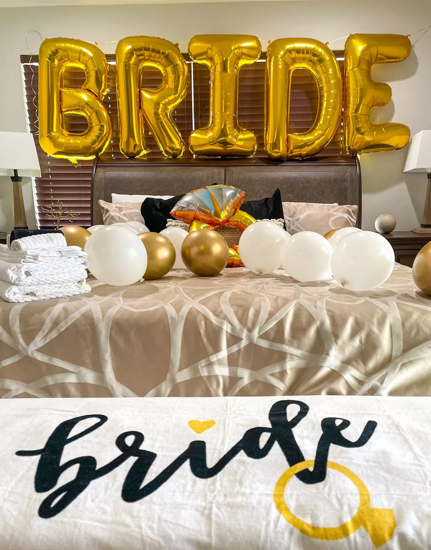 bed decorated by event planner for bachelorette party in clearwater beach