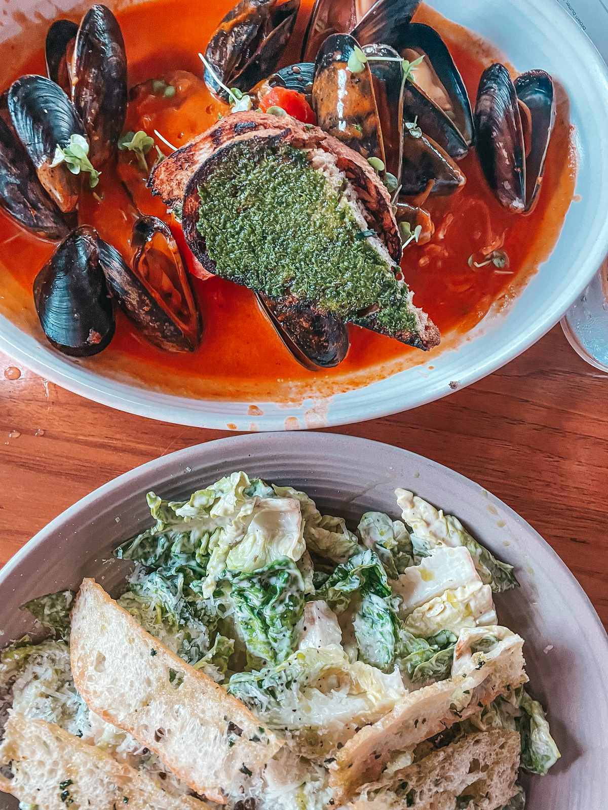 Mussels and Ceasar salad from Fat Ox in Scottsdale