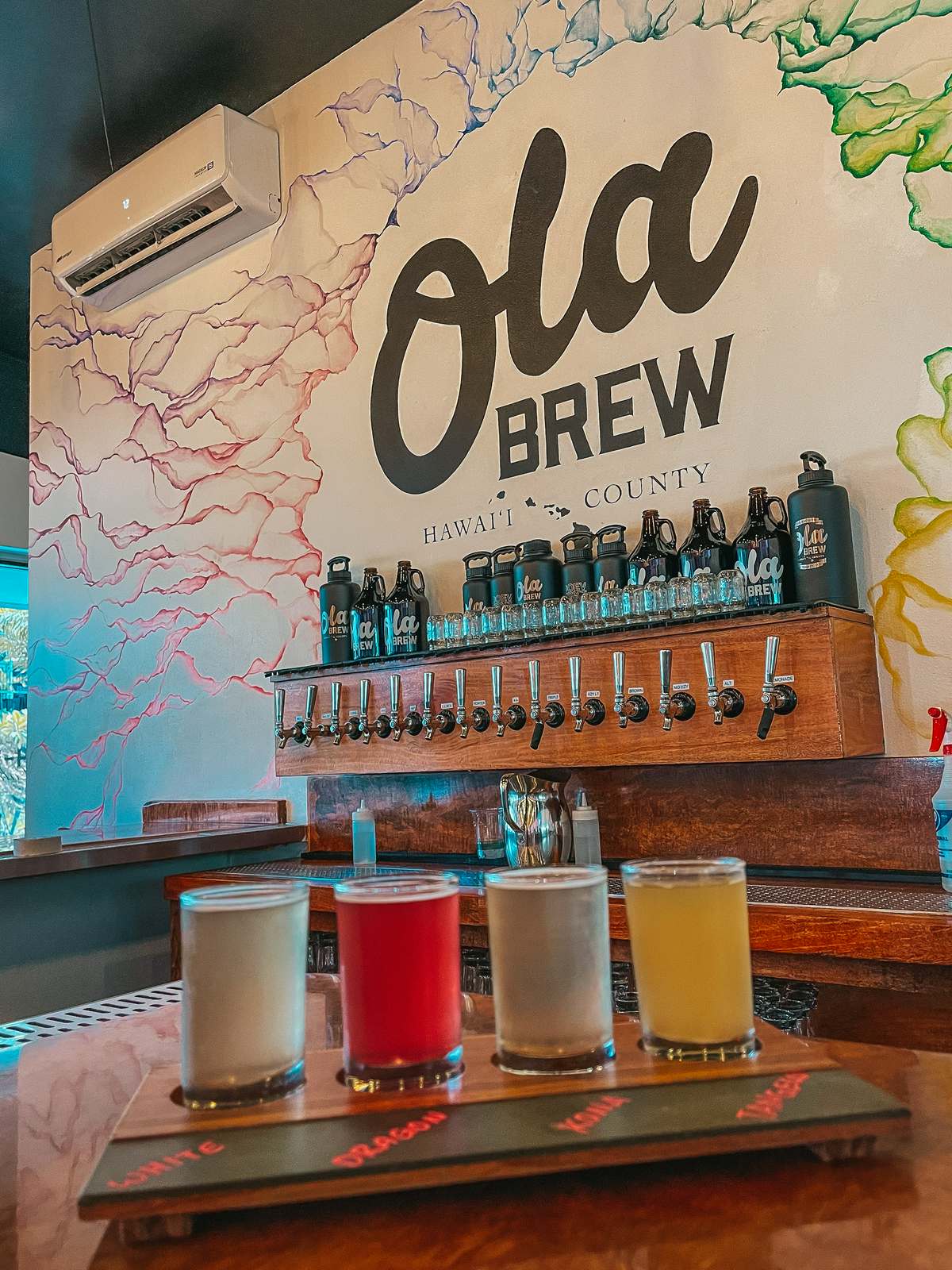 Ola Brew cider flight on the Big Island