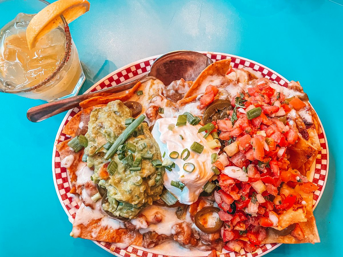 Nachos and margarita from Red Iguana