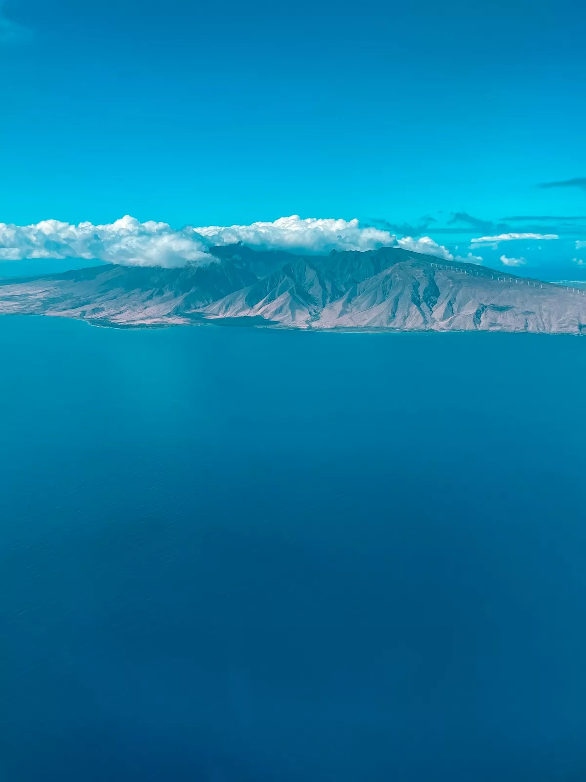 Aerial view of Maui from plane window