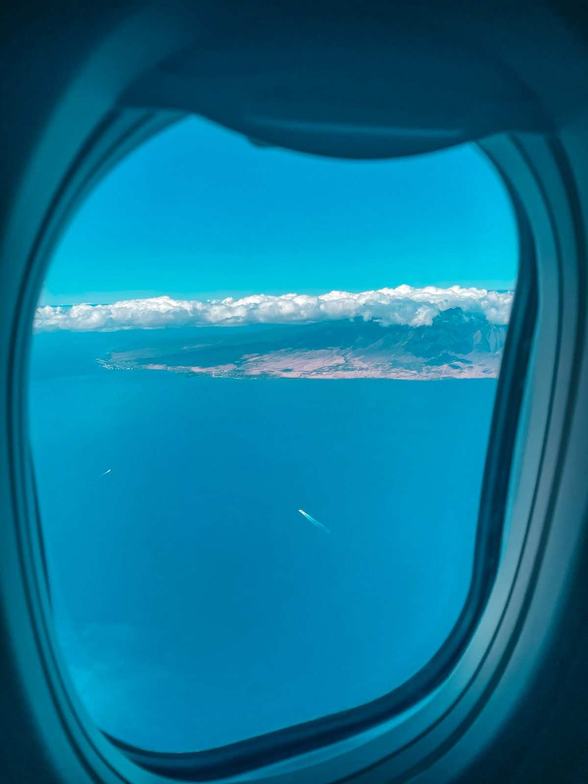 aerial views of Maui out of plane window