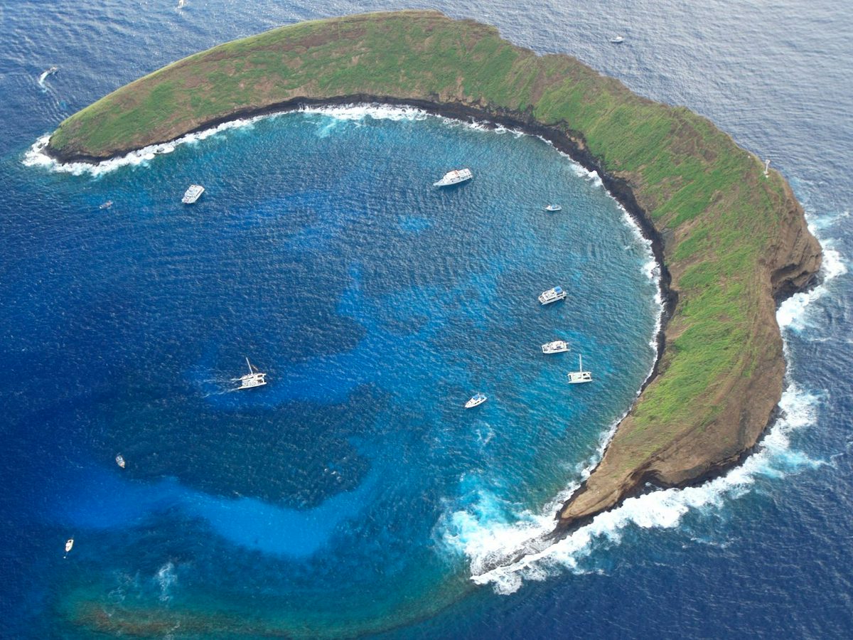 aerial view of Molokini Crater in Maui