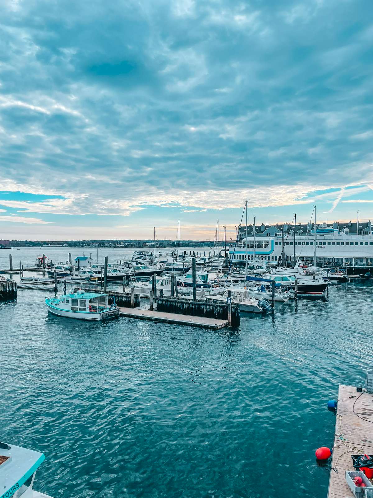 Portland Maine marina outside of Lukes Lobster