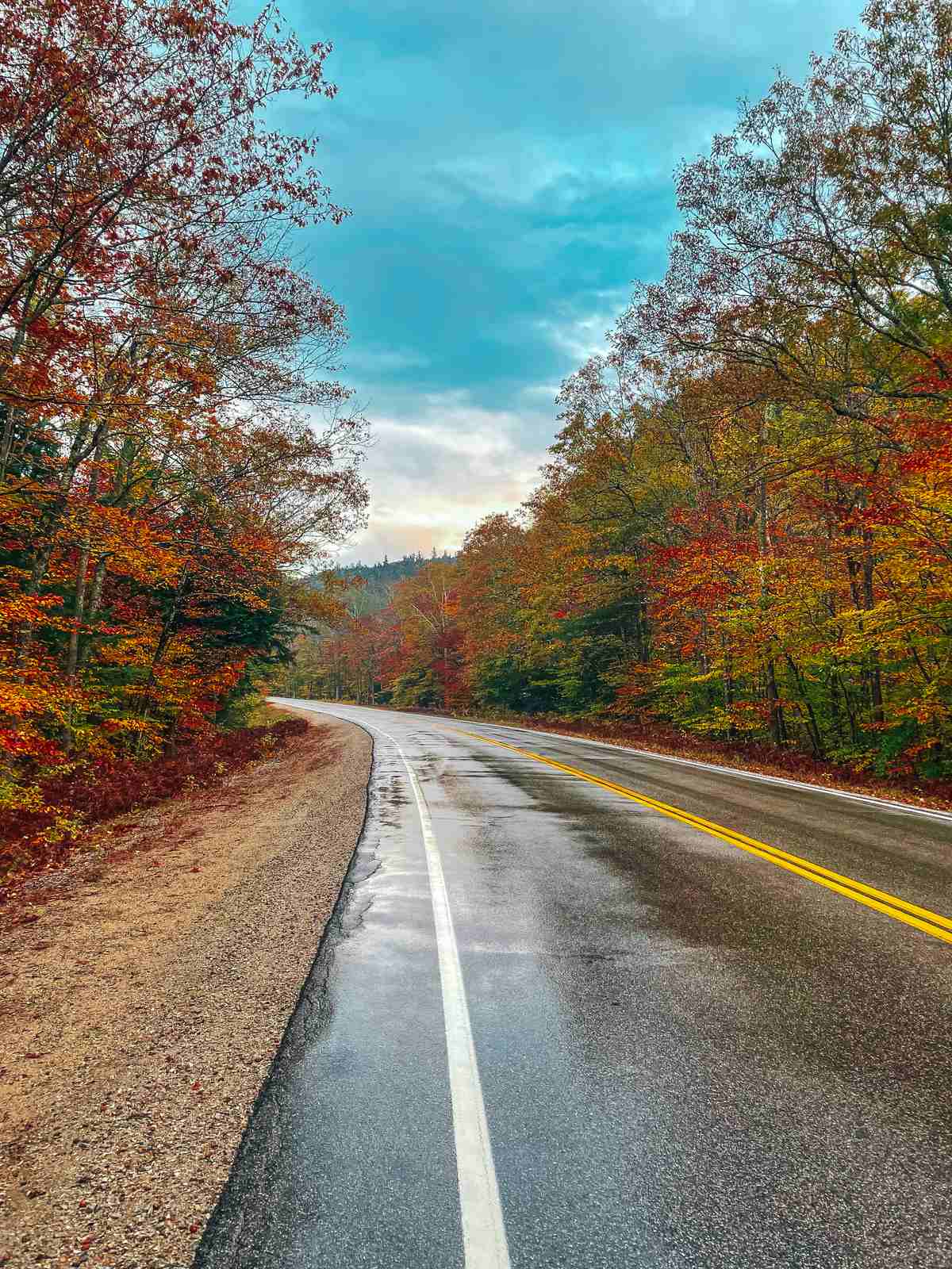 Kancamagus Highway during New England fall road trip