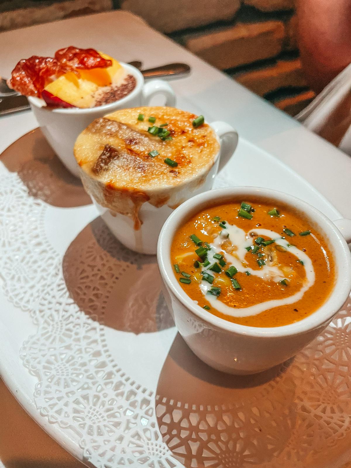 Berns Steakhouse soup flight for date night restaurants