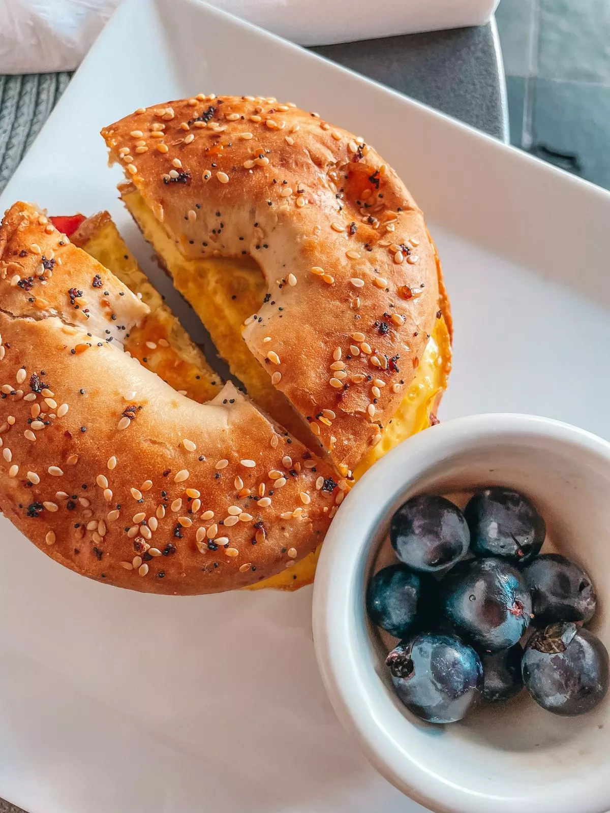 Da Hi Brew breakfast sandwich with blueberrie