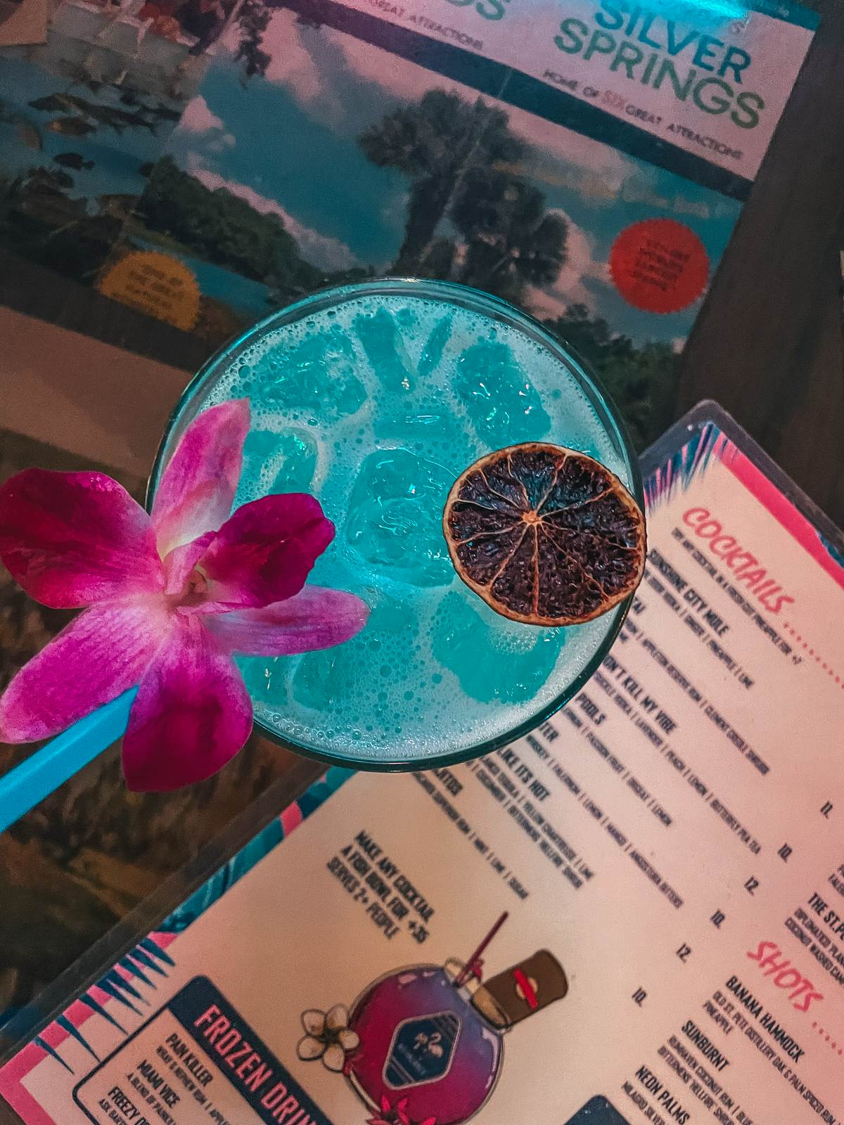 Fun blue cocktail from No Vacancy bar
