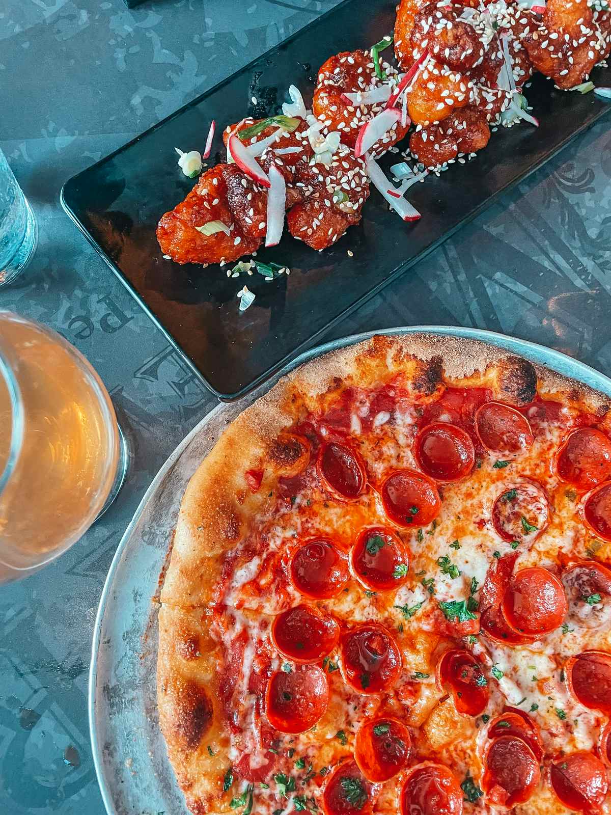 Pizza and cauliflower from Oak and Stone restaurant in Downtown St Pete