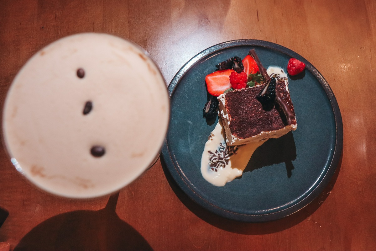 Tiramisu and espresso martini from SHOR in Clearwater Beach for date night restaurants