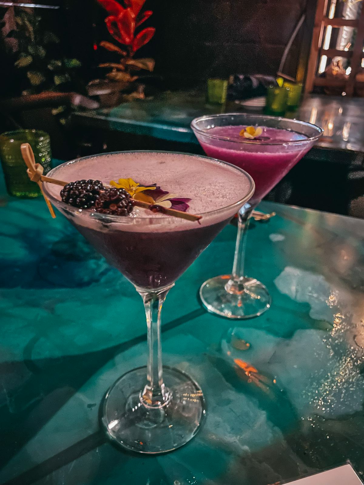 Fun purple martinis from The Boardroom in Kailua