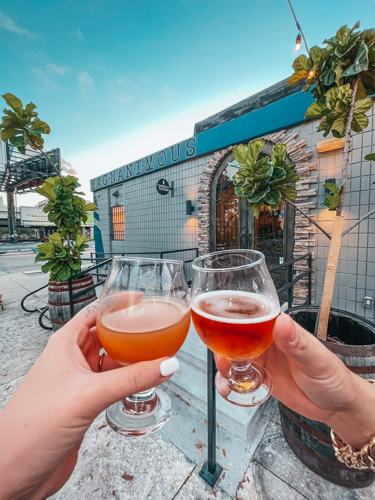 Toasting beers from Magnanimous Brewery in Tampa