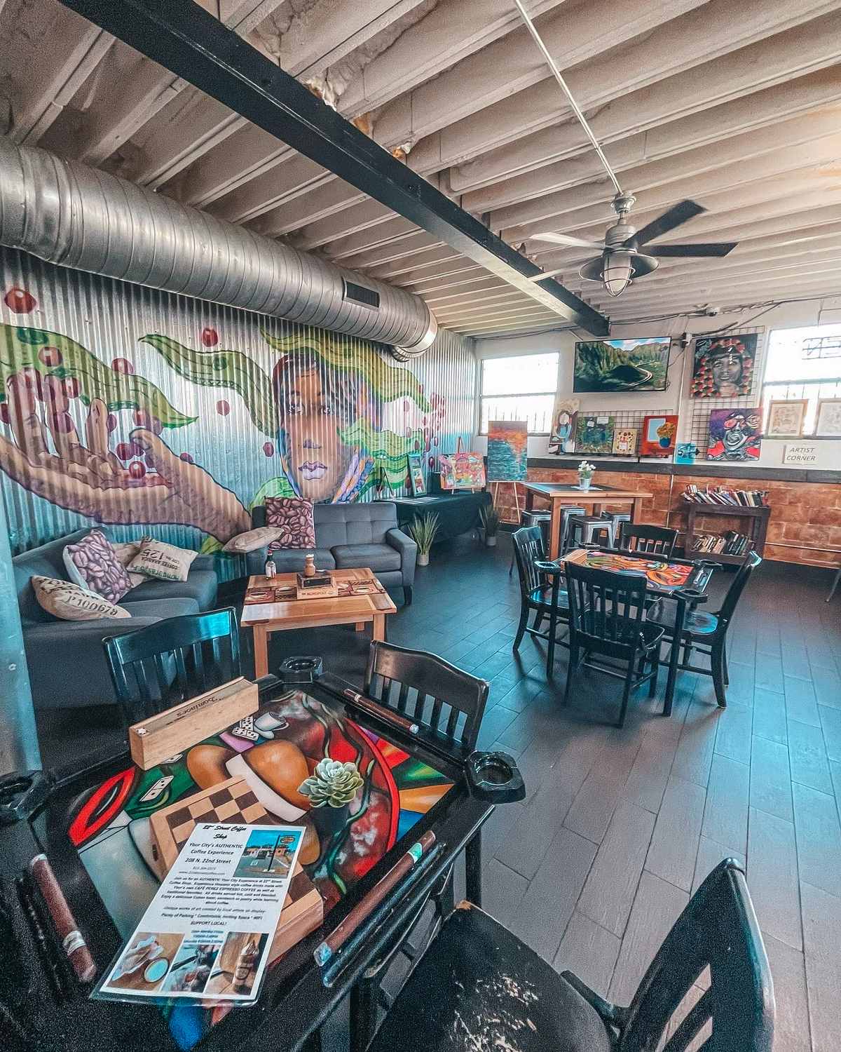 Seating area of 22nd Street Coffee Shop in Ybor Tampa
