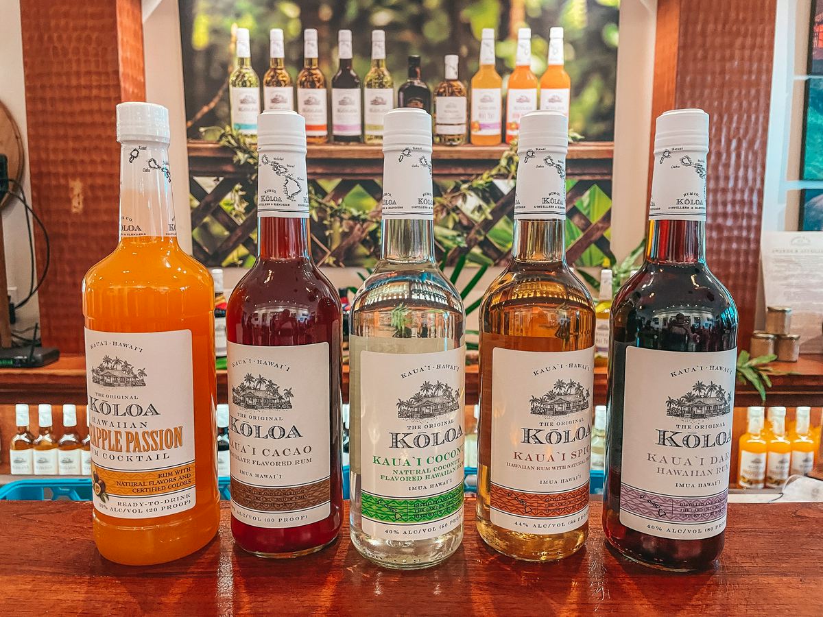 Rum flavors from Koloa Rum Co in Kauai