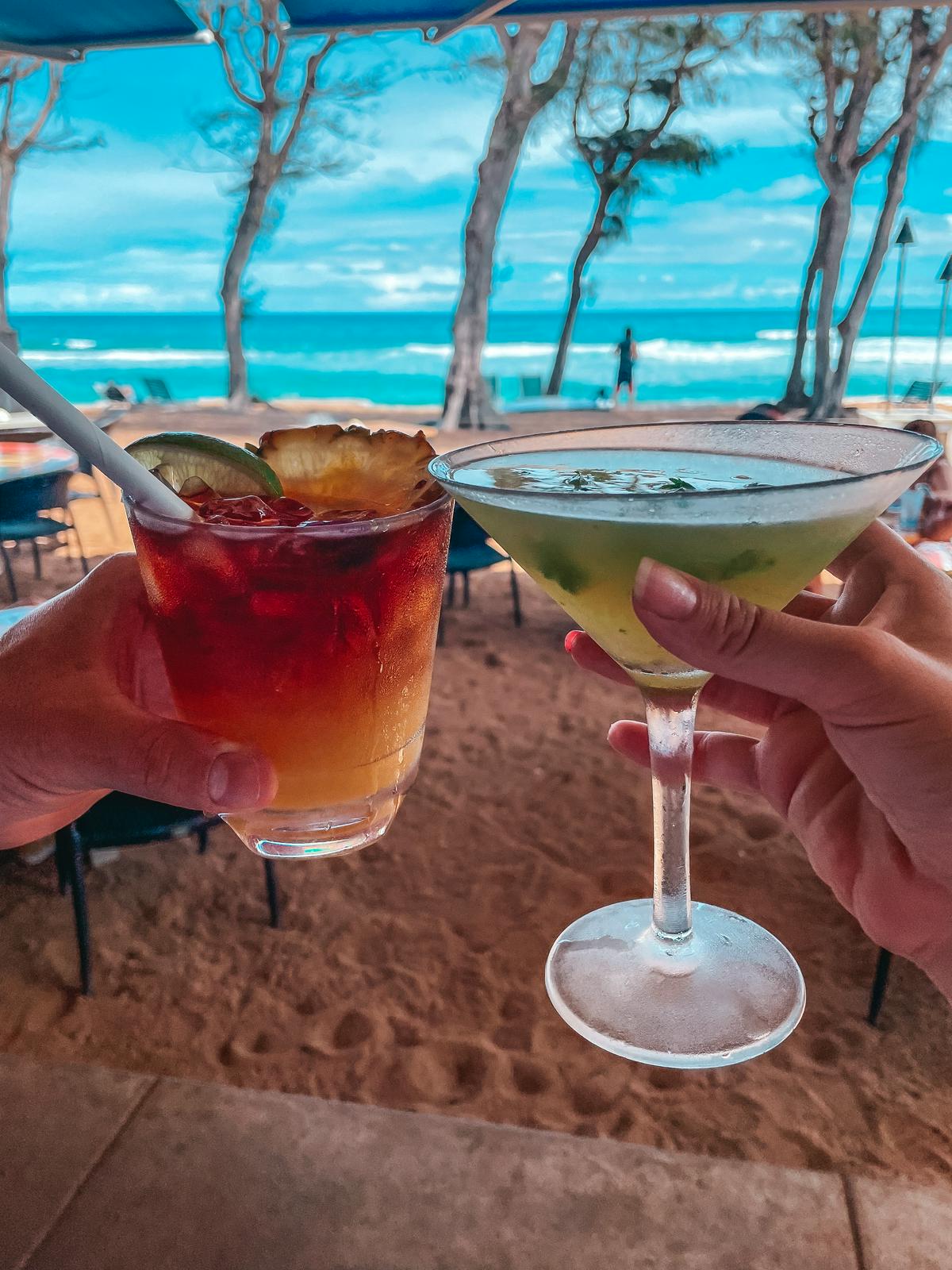 Fun craft cocktails from Lava Lava Beach Club at the Kauai Shores Hotel