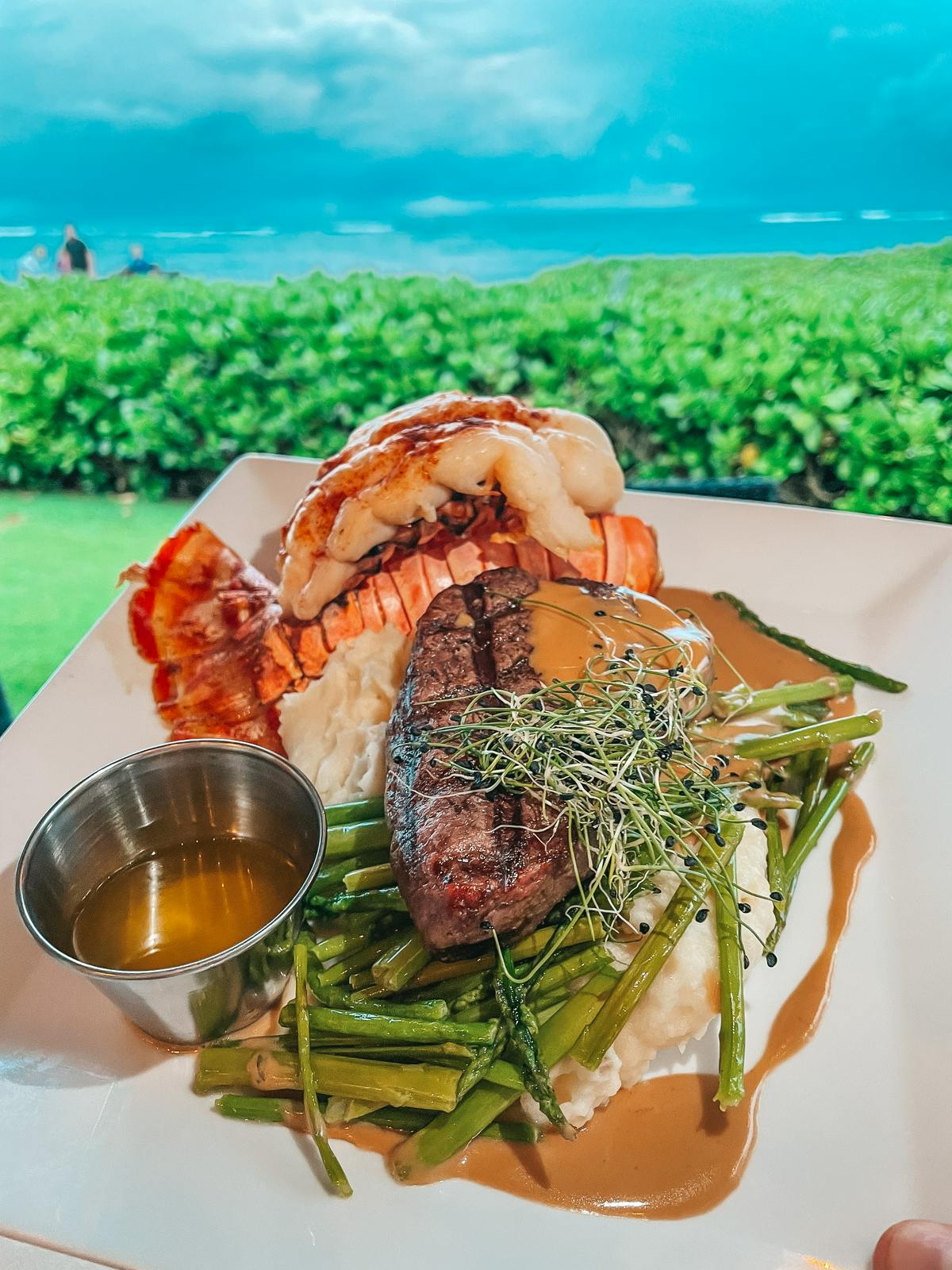 Surf and Turf from Oasis on the Beach restaurant in Kauai