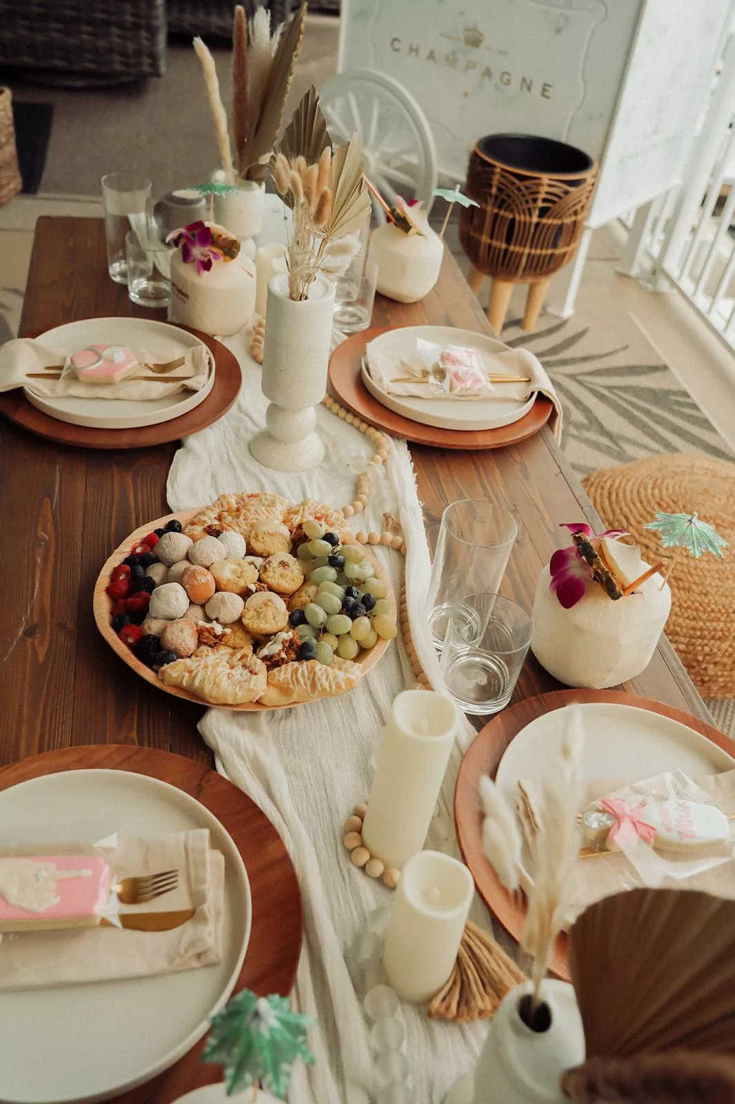 Brunch picnic setup for bachelorette party in Clearwater