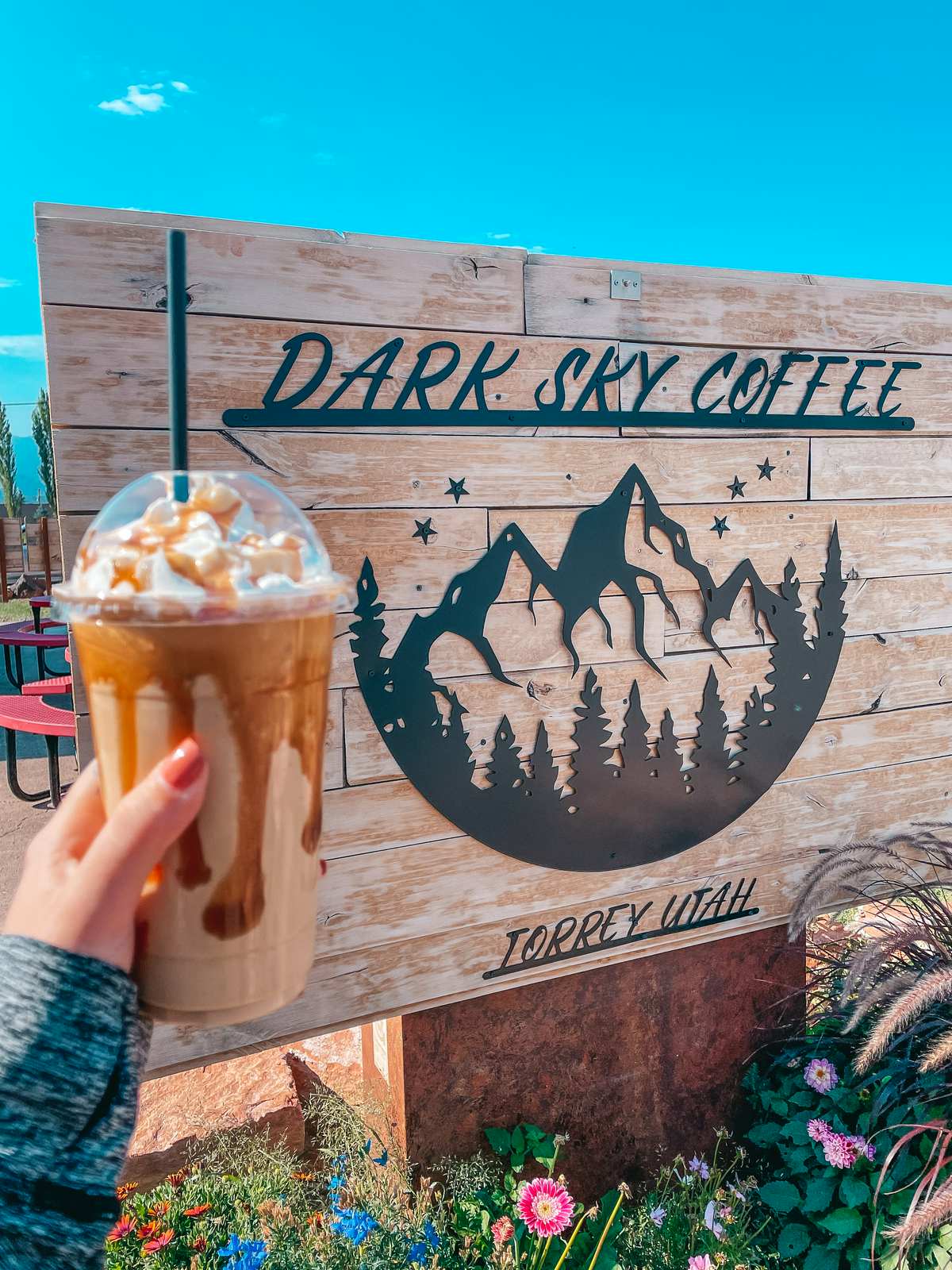 Delicious frappuccino from Dark Sky Coffee in Torrey Utah