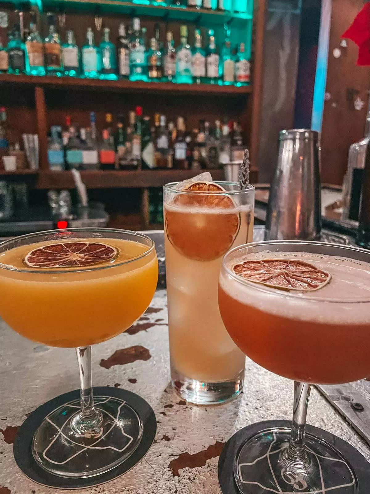 Craft cocktails from La Factoria bar in Old San Juan