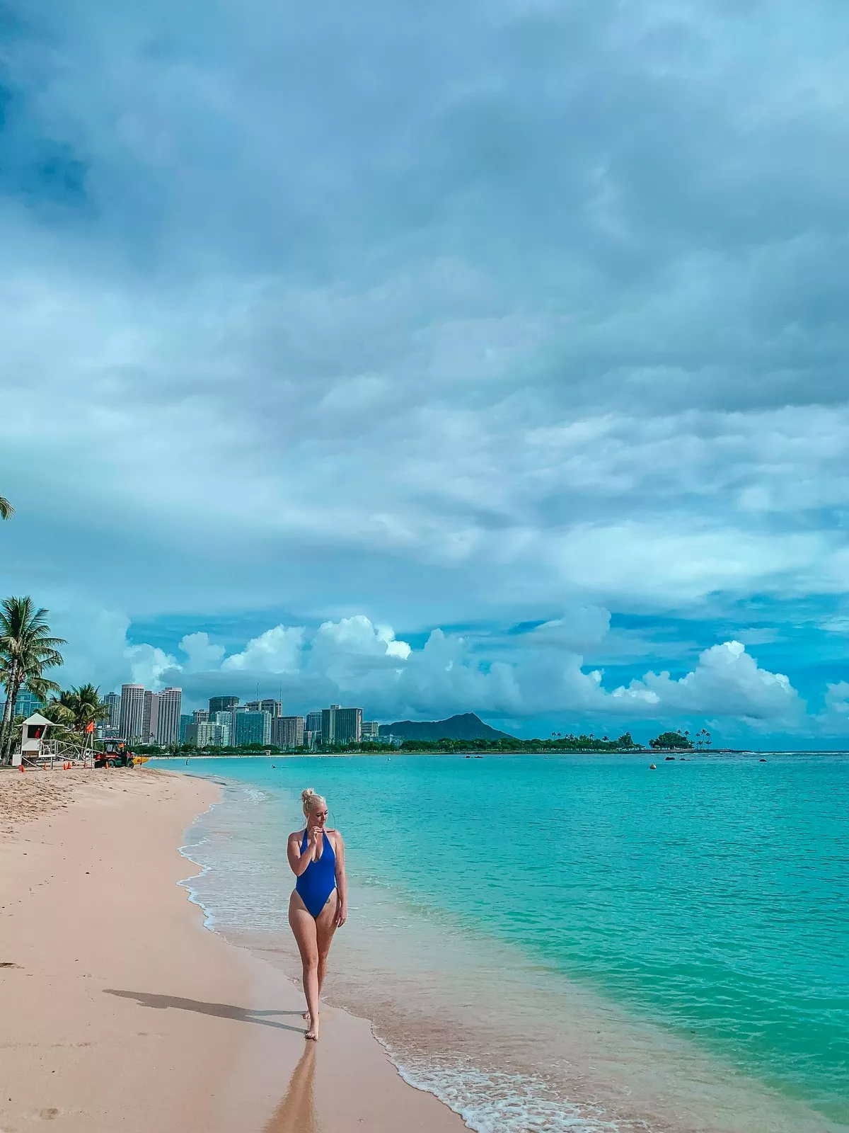 Strolling the beach in Oahu